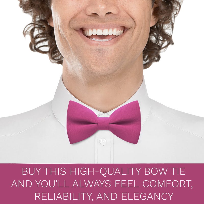 Bow Tie House Men's Classic Pre-Tied Bow Tie Formal Solid Tuxedo (Large, Hot Pink) - Image 5